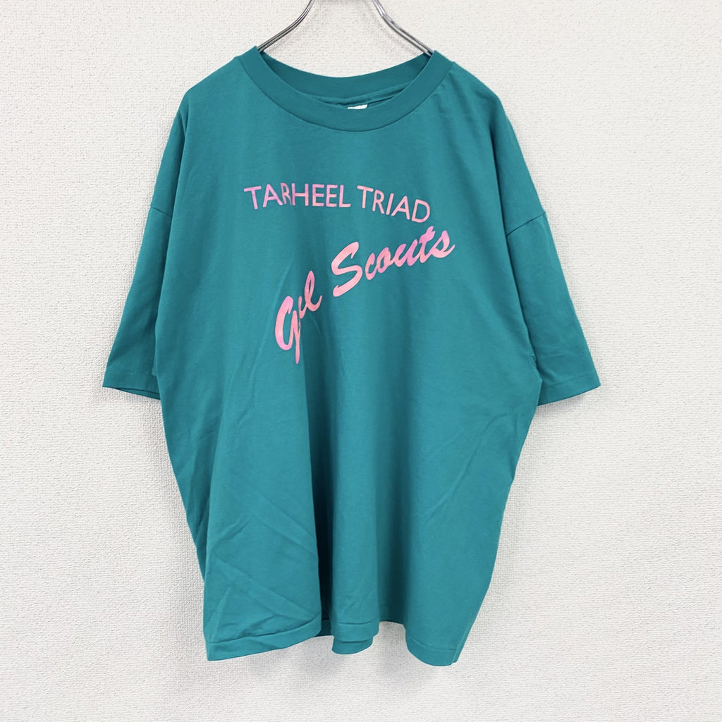 Hanes　ヘインズ　半袖プリントTシャツ　シングルステッチ　ヴィンテージ　エメラルドグリーン　2XLサイズ　古着