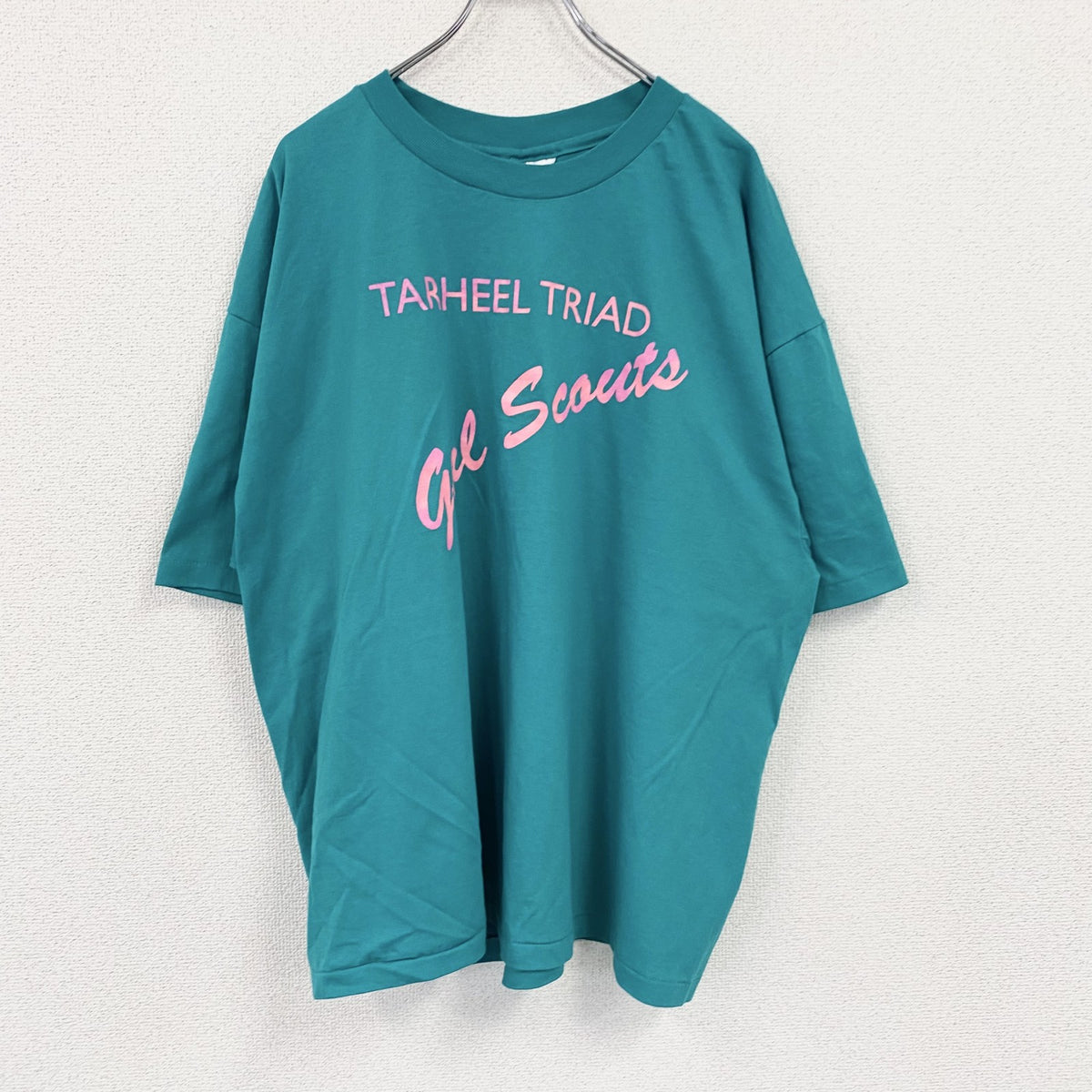 Hanes　ヘインズ　半袖プリントTシャツ　シングルステッチ　ヴィンテージ　エメラルドグリーン　2XLサイズ　古着