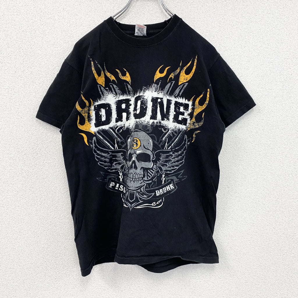 FRUIT OF THE LOOM　フルーツオブザルーム　半袖プリントTシャツ　スカル　黒　ブラック　Mサイズ　古着