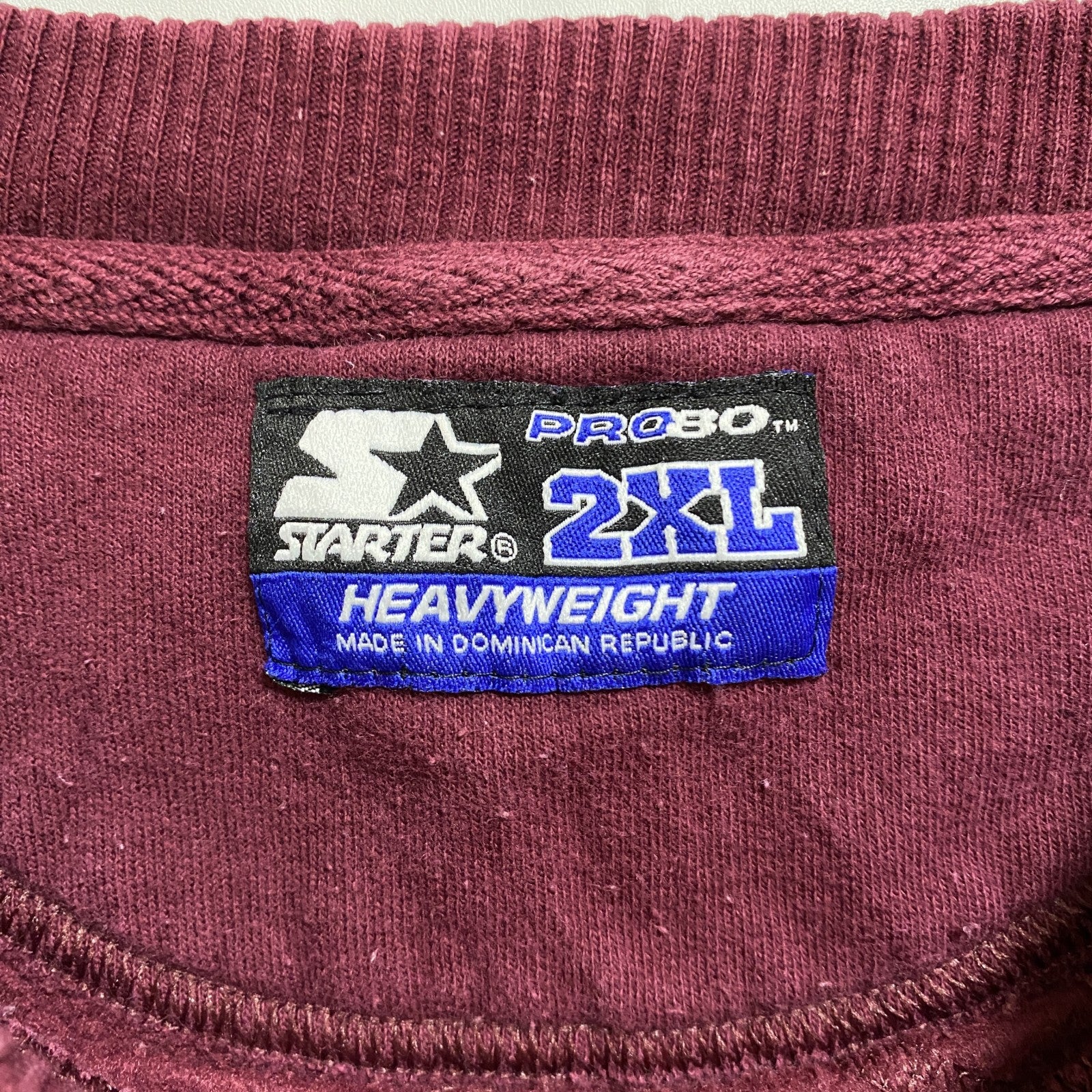 STARTER スターター　長袖ワンポイント刺繍スウェット　トレーナー　クルーネック　ワインレッド　2XLサイズ　古着