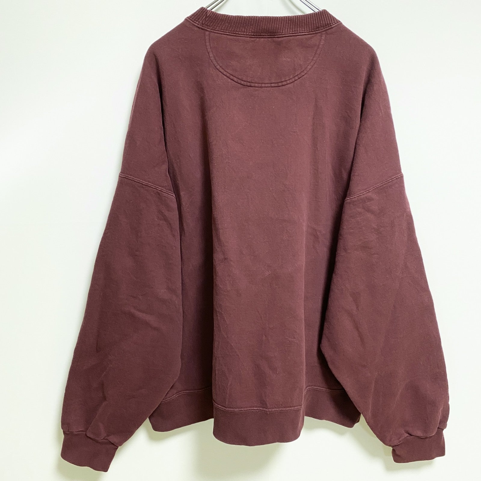 STARTER スターター　長袖ワンポイント刺繍スウェット　トレーナー　クルーネック　ワインレッド　2XLサイズ　古着