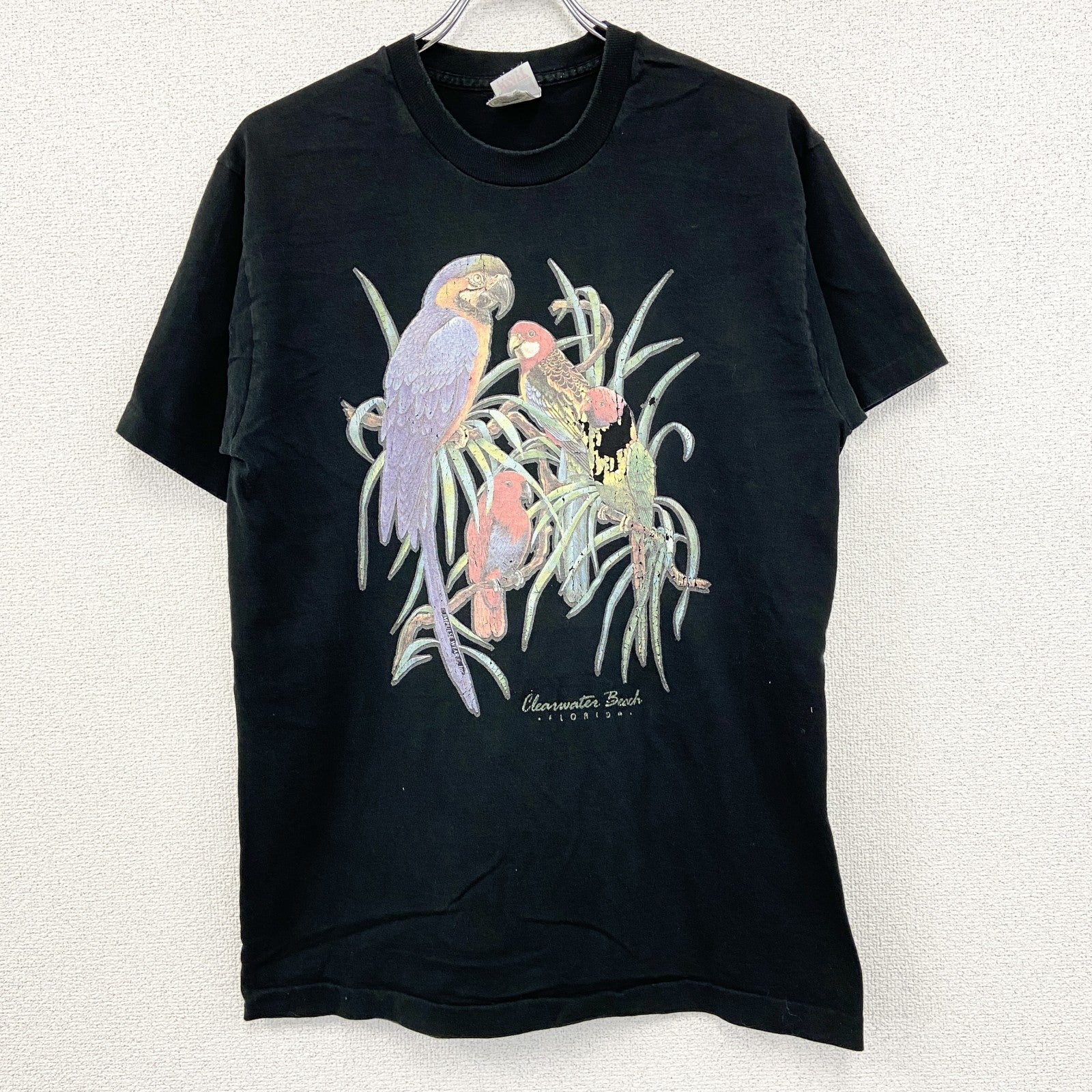 90s　FRUIT OF THE LOOM　フルーツオブザルーム　半袖プリントTシャツ　黒　ブラック　Lサイズ　　ヴィンテージ　古着