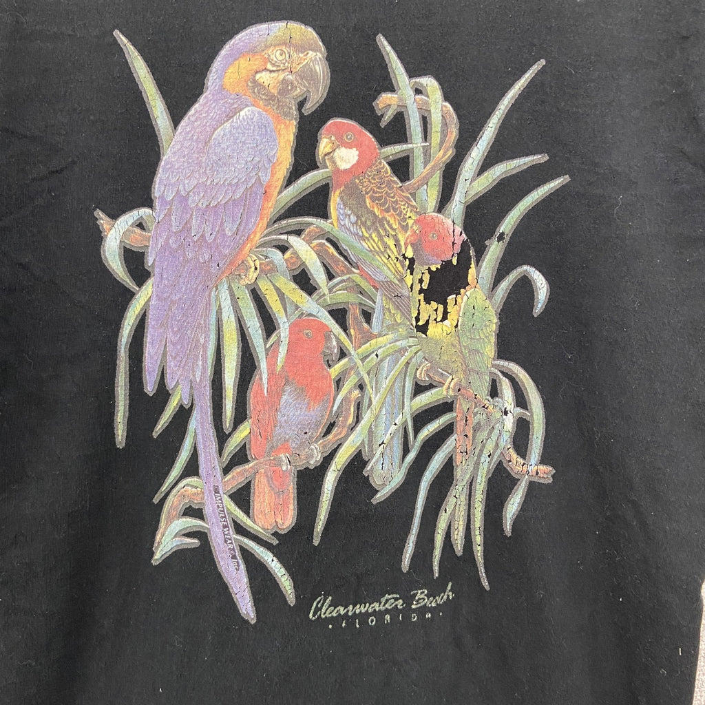 90s　FRUIT OF THE LOOM　フルーツオブザルーム　半袖プリントTシャツ　黒　ブラック　Lサイズ　　ヴィンテージ　古着