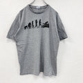 BC collection　半袖プリントTシャツ　人類の進化　灰色　グレー　Lサイズ　古着