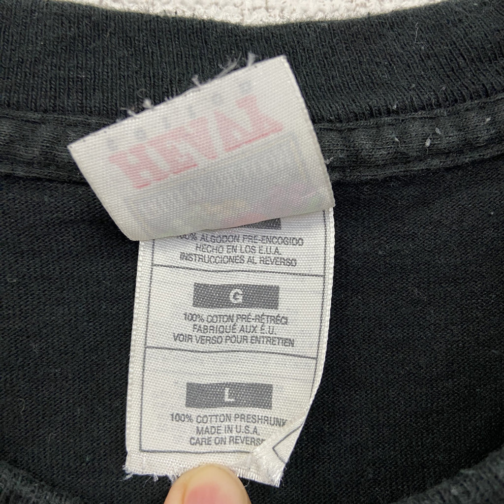 90s　FRUIT OF THE LOOM　フルーツオブザルーム　半袖プリントTシャツ　黒　ブラック　Lサイズ　　ヴィンテージ　古着