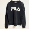 FILA フィラ　長袖ビックロゴスウェット　トレーナー　クルーネック　黒　ブラック　Sサイズ　古着