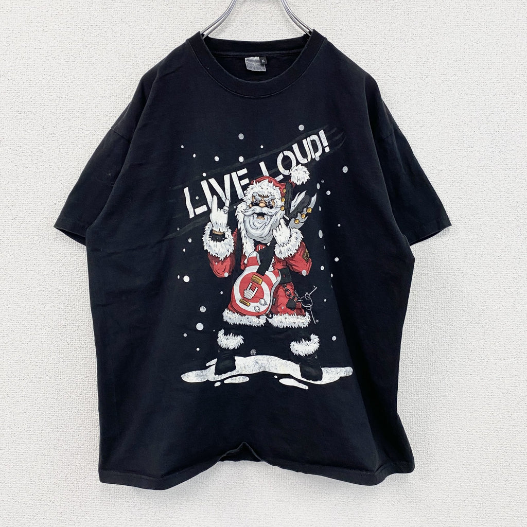 半袖プリントTシャツ　Santa Claus　サンタクロース　黒　ブラック　XLサイズ　古着