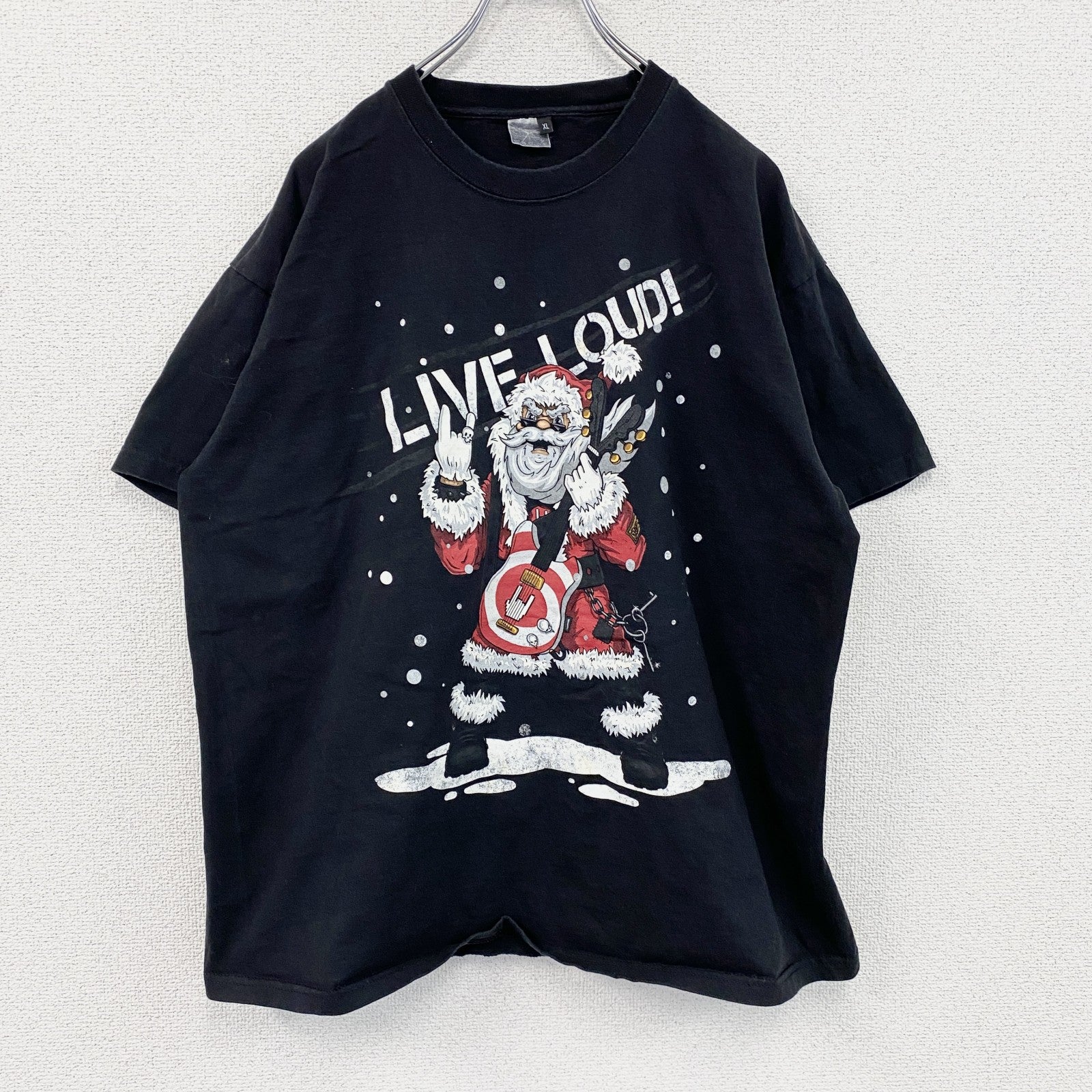 半袖プリントTシャツ　Santa Claus　サンタクロース　黒　ブラック　XLサイズ　古着