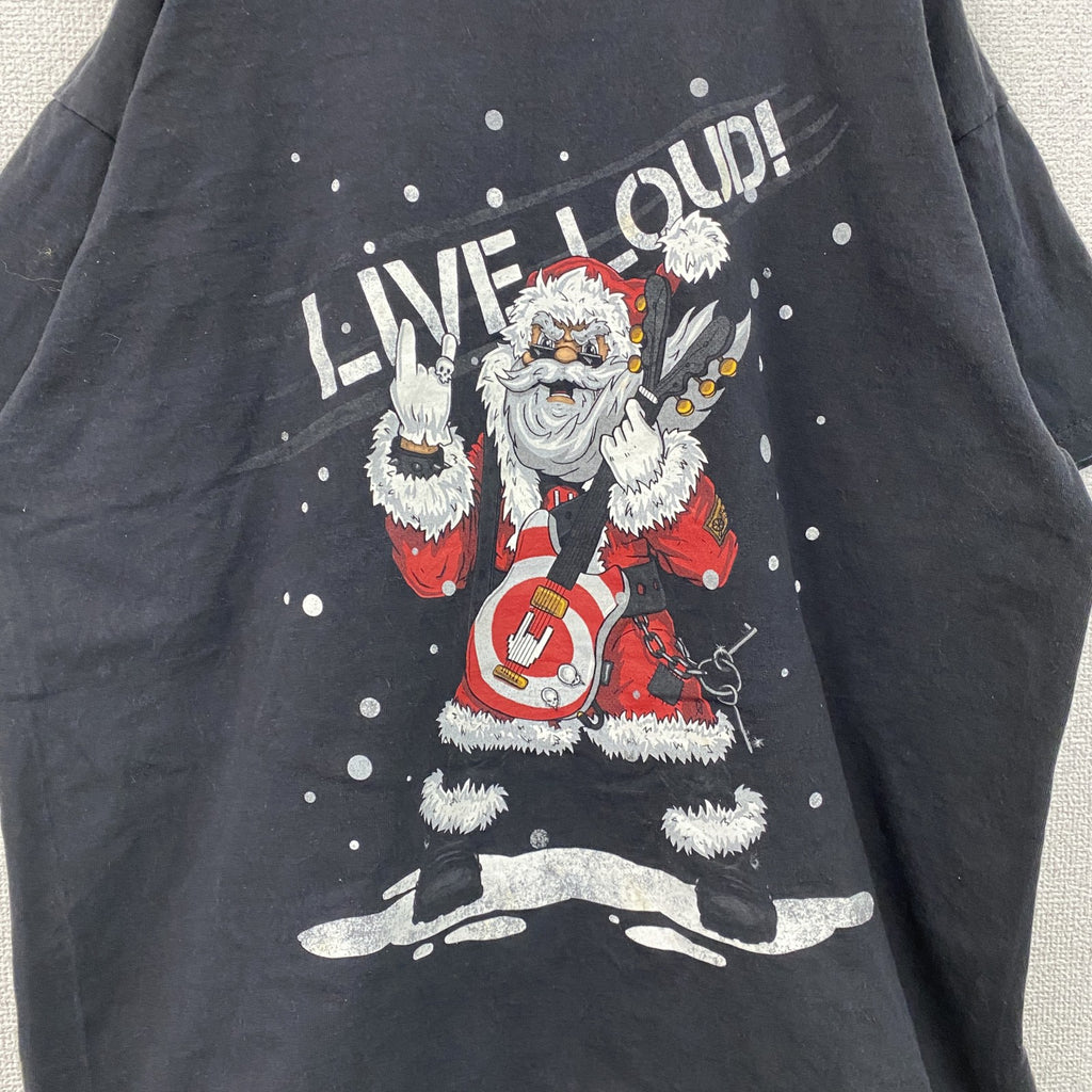 半袖プリントTシャツ　Santa Claus　サンタクロース　黒　ブラック　XLサイズ　古着