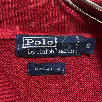 古着 used　PolobyRalphLauren　ポロバイラルフローレン　長袖ポロシャツニット　ワンポイント刺繍　赤　Sサイズ