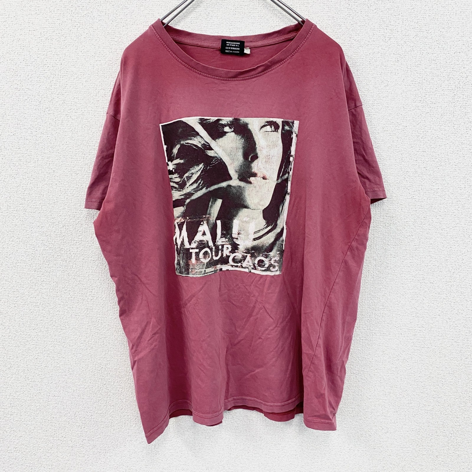 MALU　半袖プリントTシャツ　ピンク　XLサイズ　古着