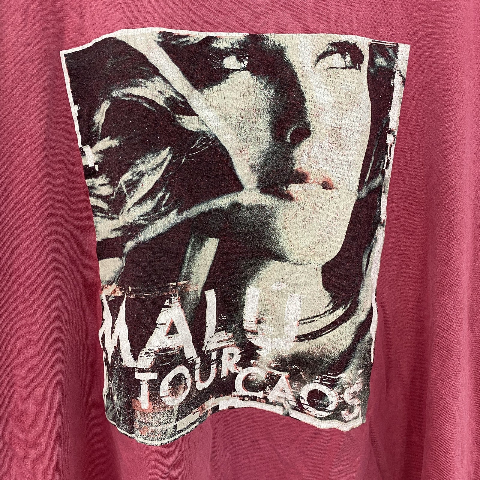 MALU　半袖プリントTシャツ　ピンク　XLサイズ　古着