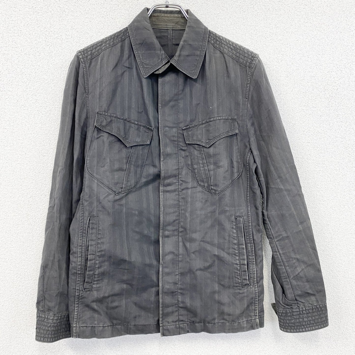 MONSIEUR NICOLE　ムッシュニコル　長袖シャツジャケット　比翼仕立て　4つポケット　黒　ブラック　46サイズ