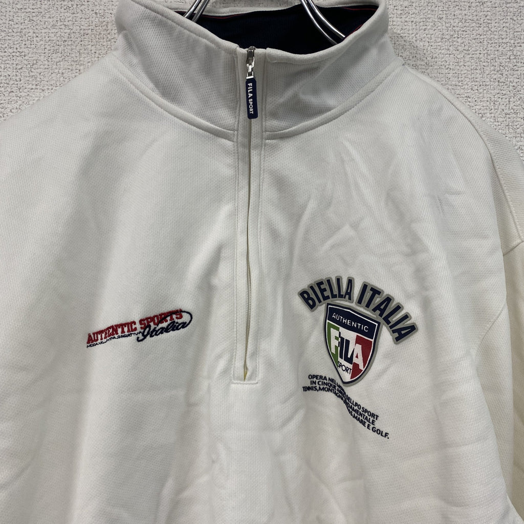 FILA SPORT　フィラ　ハーフジッププルオーバートラックジャケット/ジャージ　白　ホワイト　Lサイズ　古着