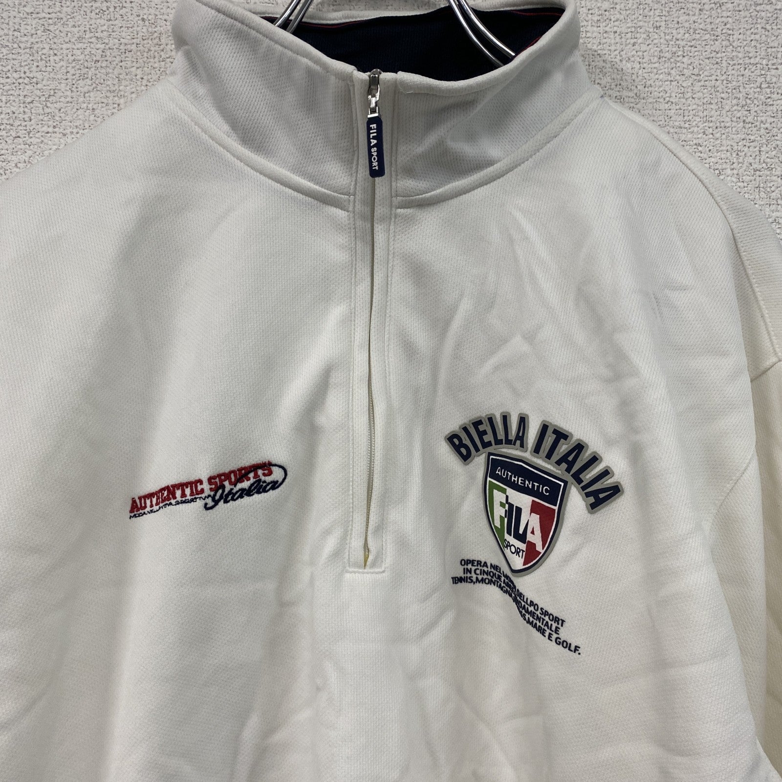 FILA SPORT　フィラ　ハーフジッププルオーバートラックジャケット/ジャージ　白　ホワイト　Lサイズ　古着