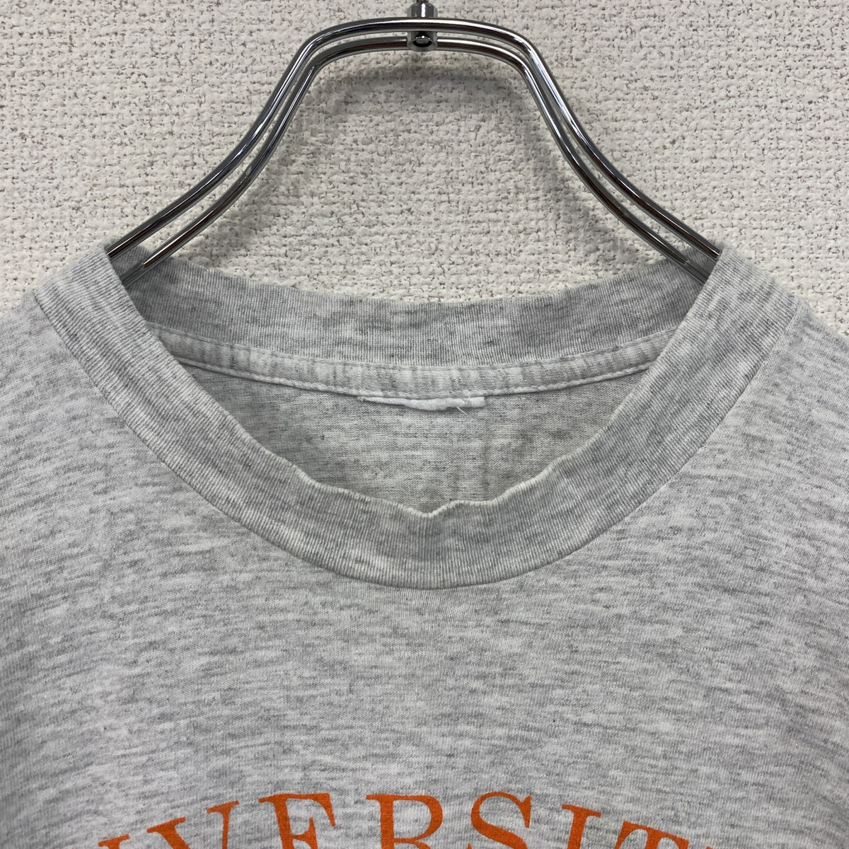 90s～　半袖プリントTシャツ　カレッジロゴ　シングルステッチ　アーチプリント　ヴィンテージ　灰色　霜降りグレー カットソー メンズ 古着