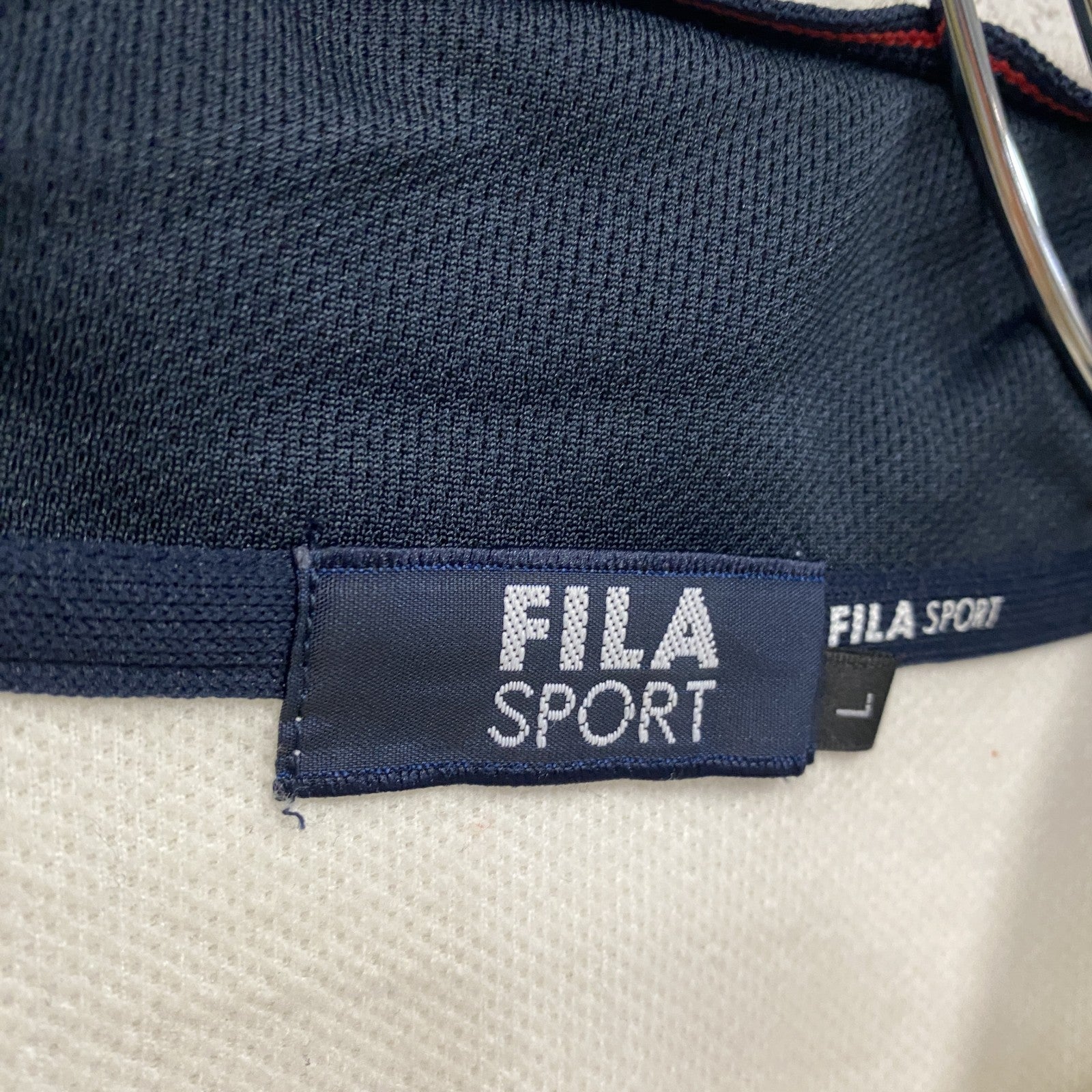 FILA SPORT　フィラ　ハーフジッププルオーバートラックジャケット/ジャージ　白　ホワイト　Lサイズ　古着