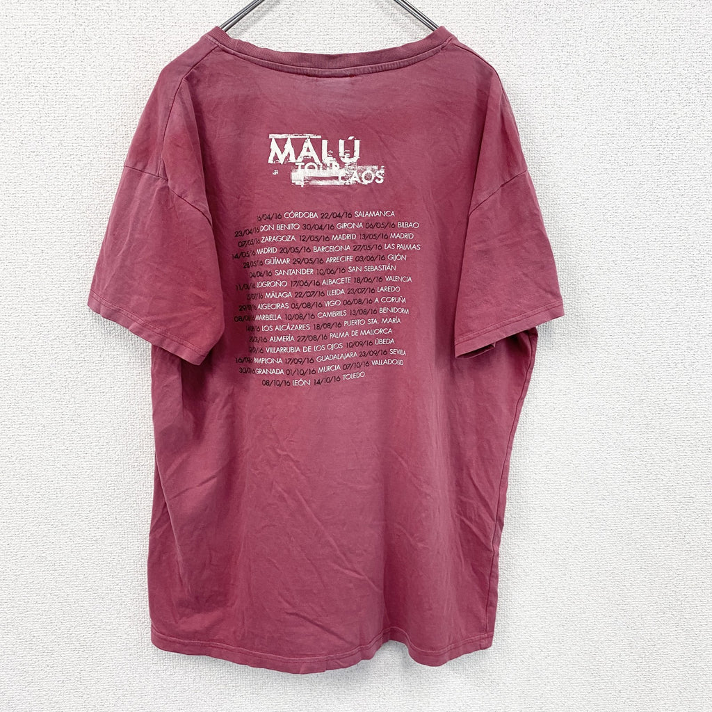 MALU　半袖プリントTシャツ　ピンク　XLサイズ　古着