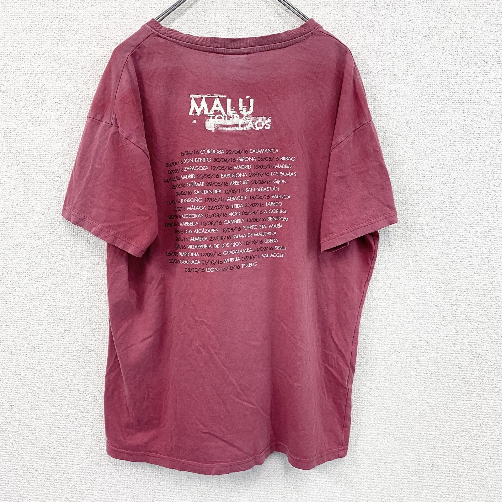 MALU　半袖プリントTシャツ　ピンク　XLサイズ　古着