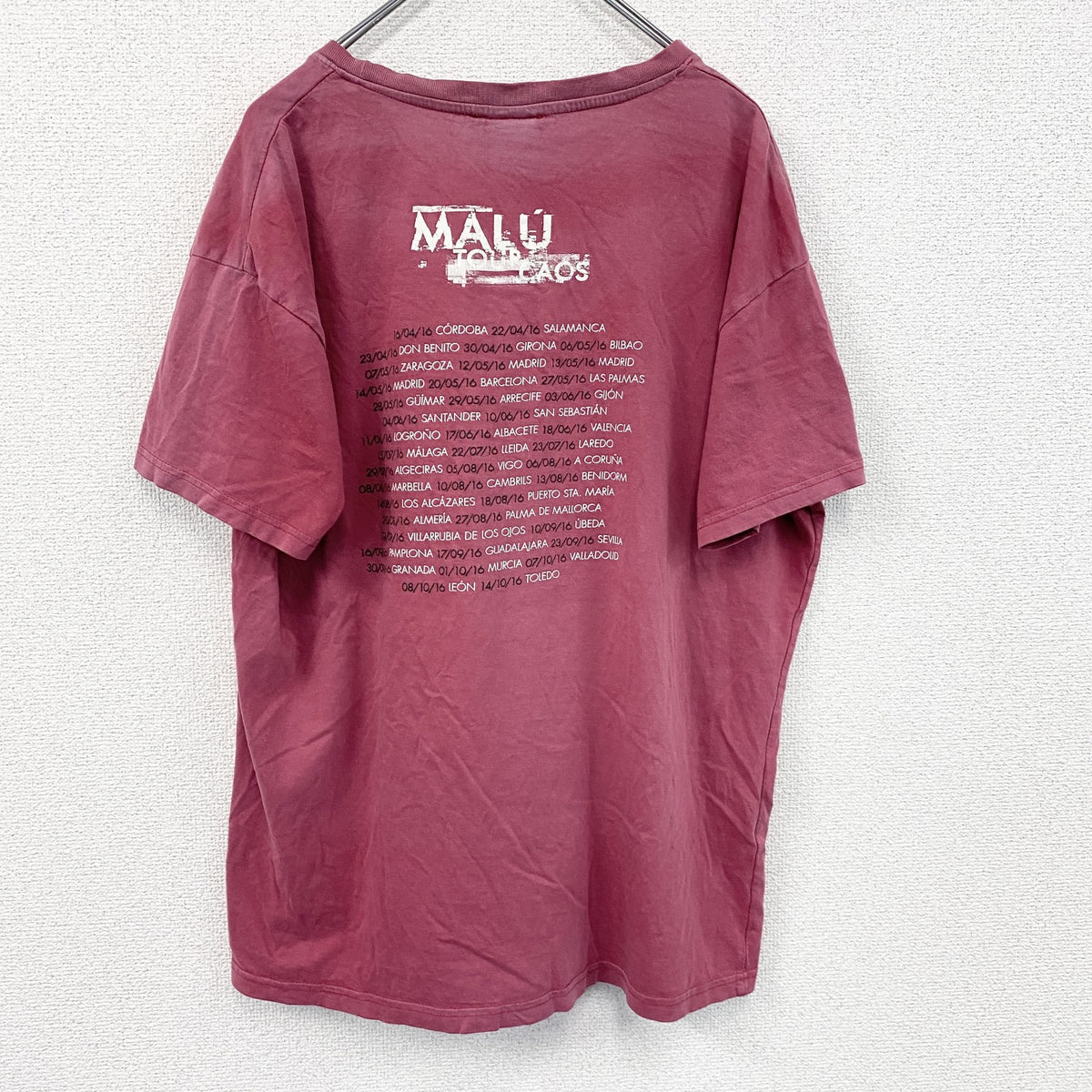 MALU　半袖プリントTシャツ　ピンク　XLサイズ　古着