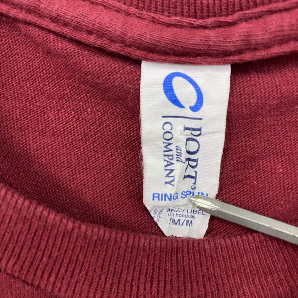PORT&COMPANY　半袖プリントTシャツ　アーチプリント　3連プリント　赤　レッド　Mサイズ カットソー メンズ コットン 古着