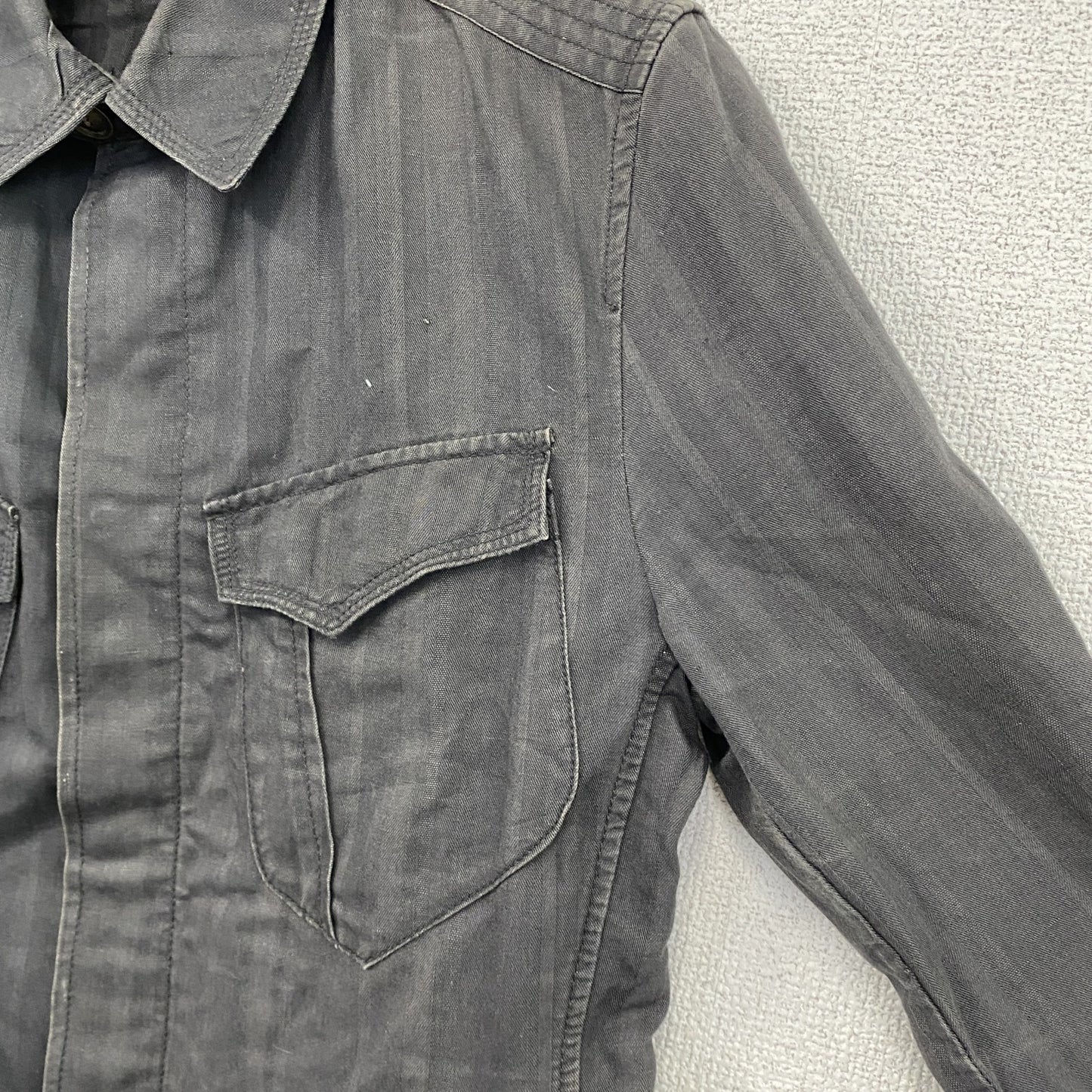 MONSIEUR NICOLE　ムッシュニコル　長袖シャツジャケット　比翼仕立て　4つポケット　黒　ブラック　46サイズ