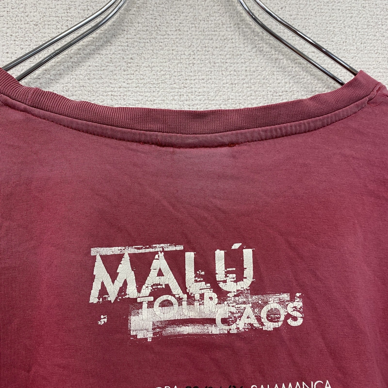 MALU　半袖プリントTシャツ　ピンク　XLサイズ　古着
