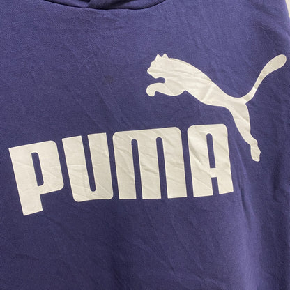 古着 used　PUMA　プーマ　長袖フロントロゴプリントパーカー　プルオーバー　ネイビー　秋冬服　ビッグシルエット　2XLサイズ