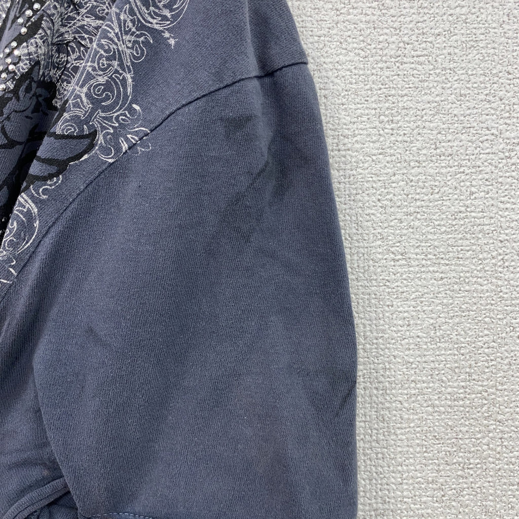 DENIM73　半袖プリントTシャツ　灰色　グレー　XLサイズ　古着