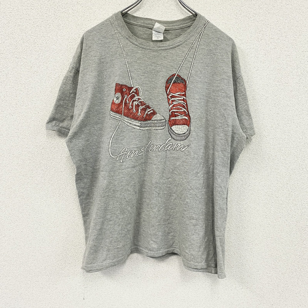 GILDAN　ギルダン　半袖プリントTシャツ　灰色　グレー　XLサイズ　古着