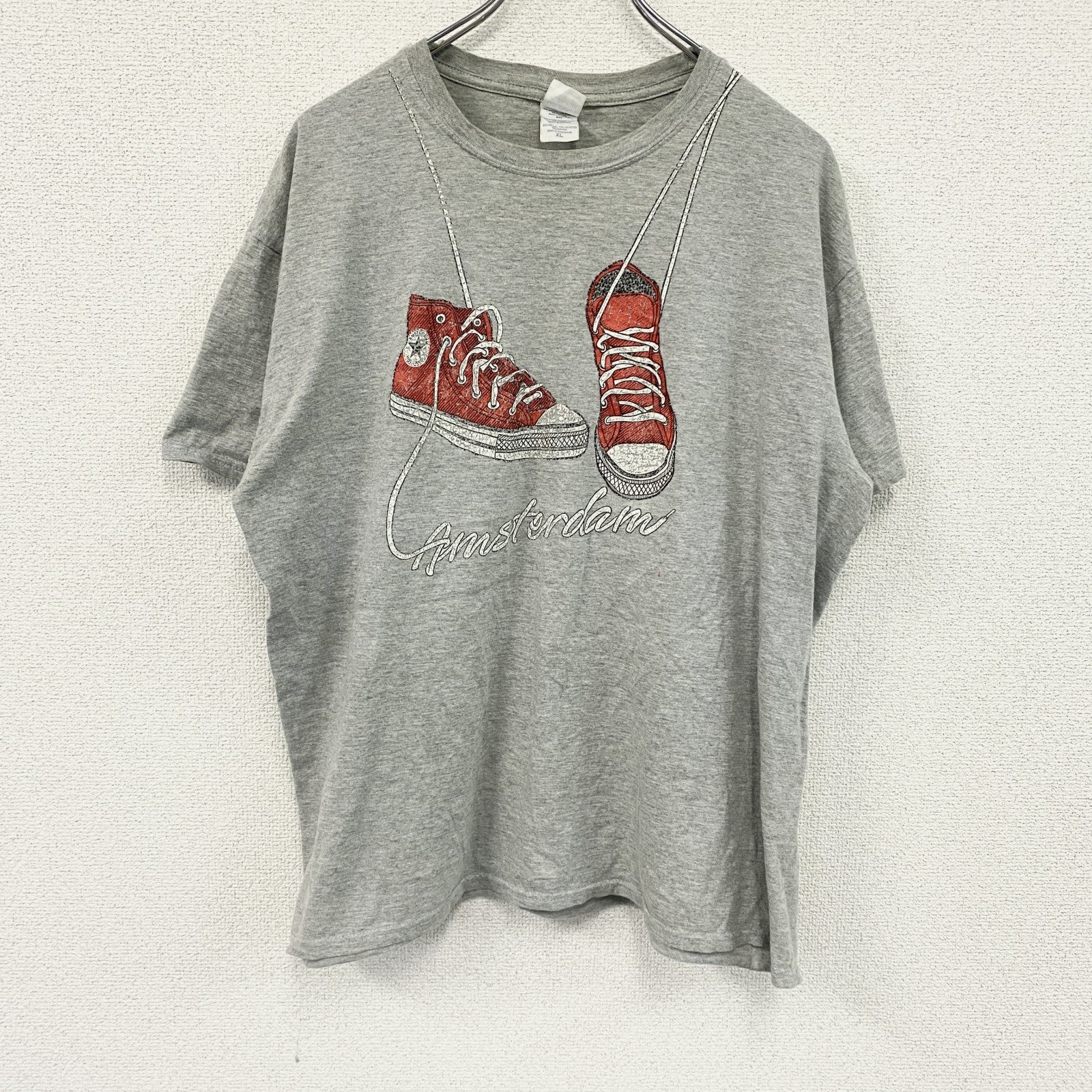 GILDAN　ギルダン　半袖プリントTシャツ　灰色　グレー　XLサイズ　古着