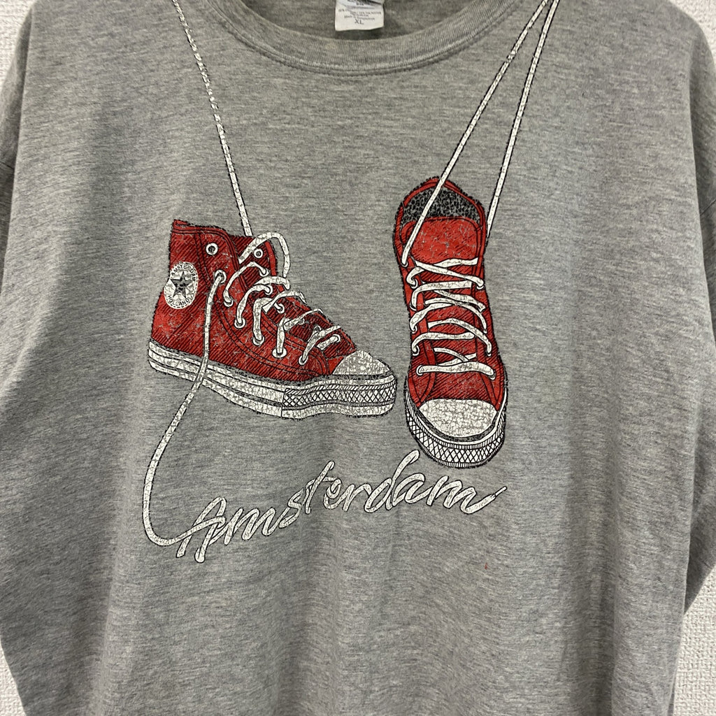 GILDAN　ギルダン　半袖プリントTシャツ　灰色　グレー　XLサイズ　古着