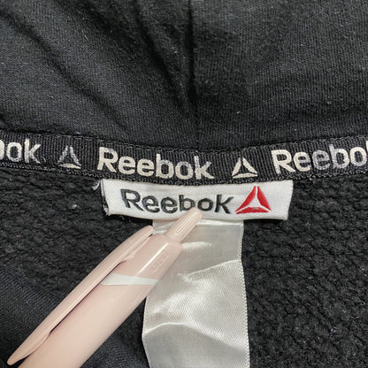 古着 used　Reebok　リーボック　長袖フロントロゴプリントパーカー　プルオーバー　黒　ブラック　秋冬服　Mサイズ