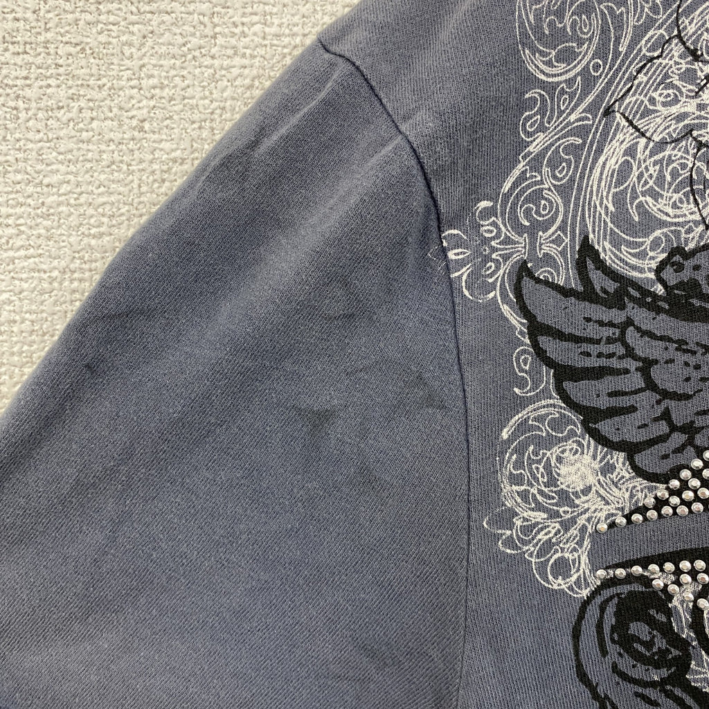 DENIM73　半袖プリントTシャツ　灰色　グレー　XLサイズ　古着