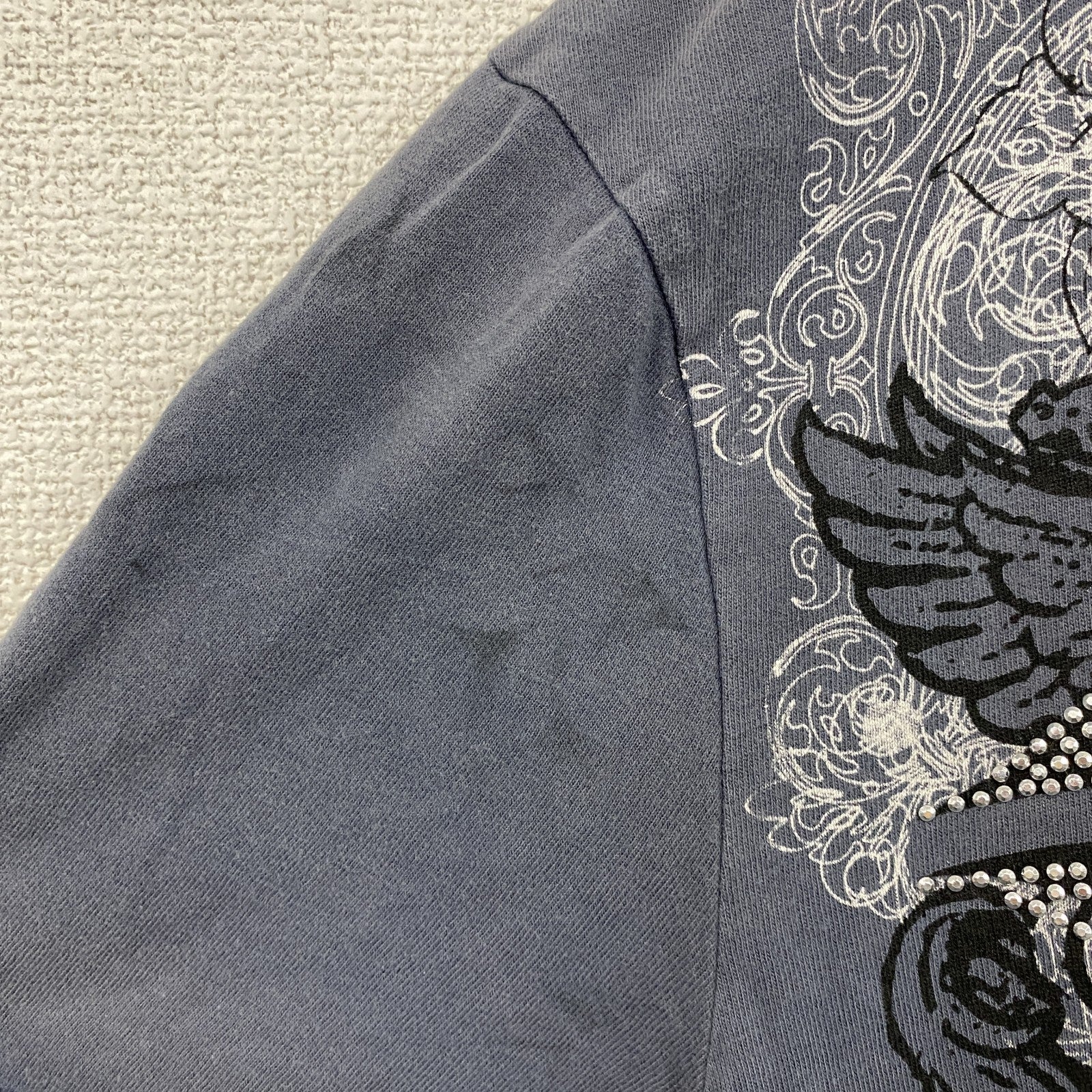 DENIM73　半袖プリントTシャツ　灰色　グレー　XLサイズ　古着