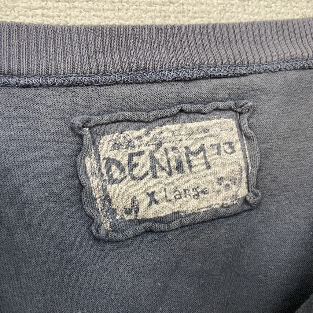 DENIM73　半袖プリントTシャツ　灰色　グレー　XLサイズ　古着