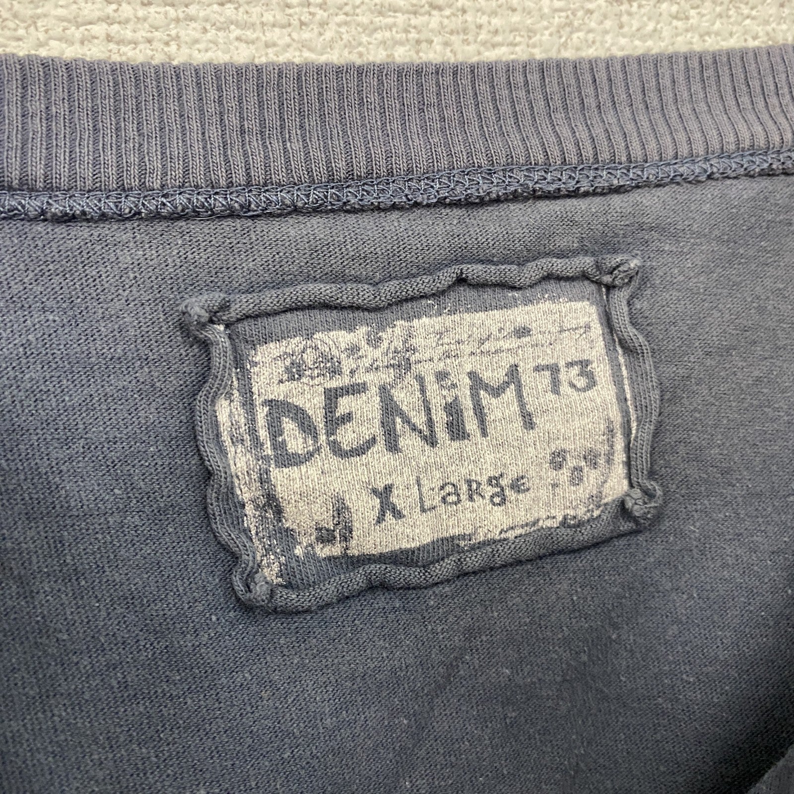 DENIM73　半袖プリントTシャツ　灰色　グレー　XLサイズ　古着