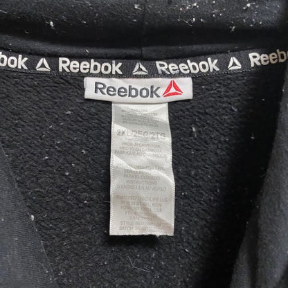 古着 used　Reebok　リーボック　長袖フロントロゴパーカー　黒　ブラック　秋冬服　ビッグシルエット　2XLサイズ