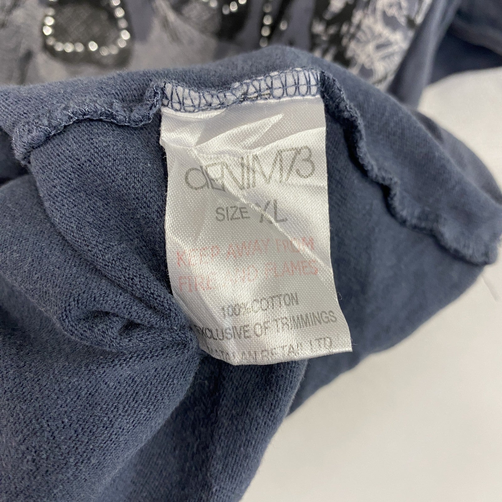 DENIM73　半袖プリントTシャツ　灰色　グレー　XLサイズ　古着