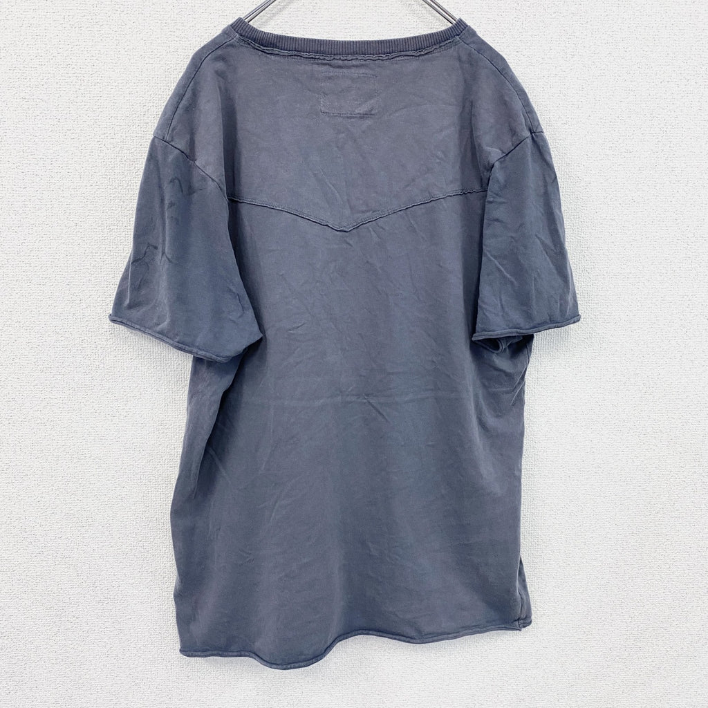 DENIM73　半袖プリントTシャツ　灰色　グレー　XLサイズ　古着