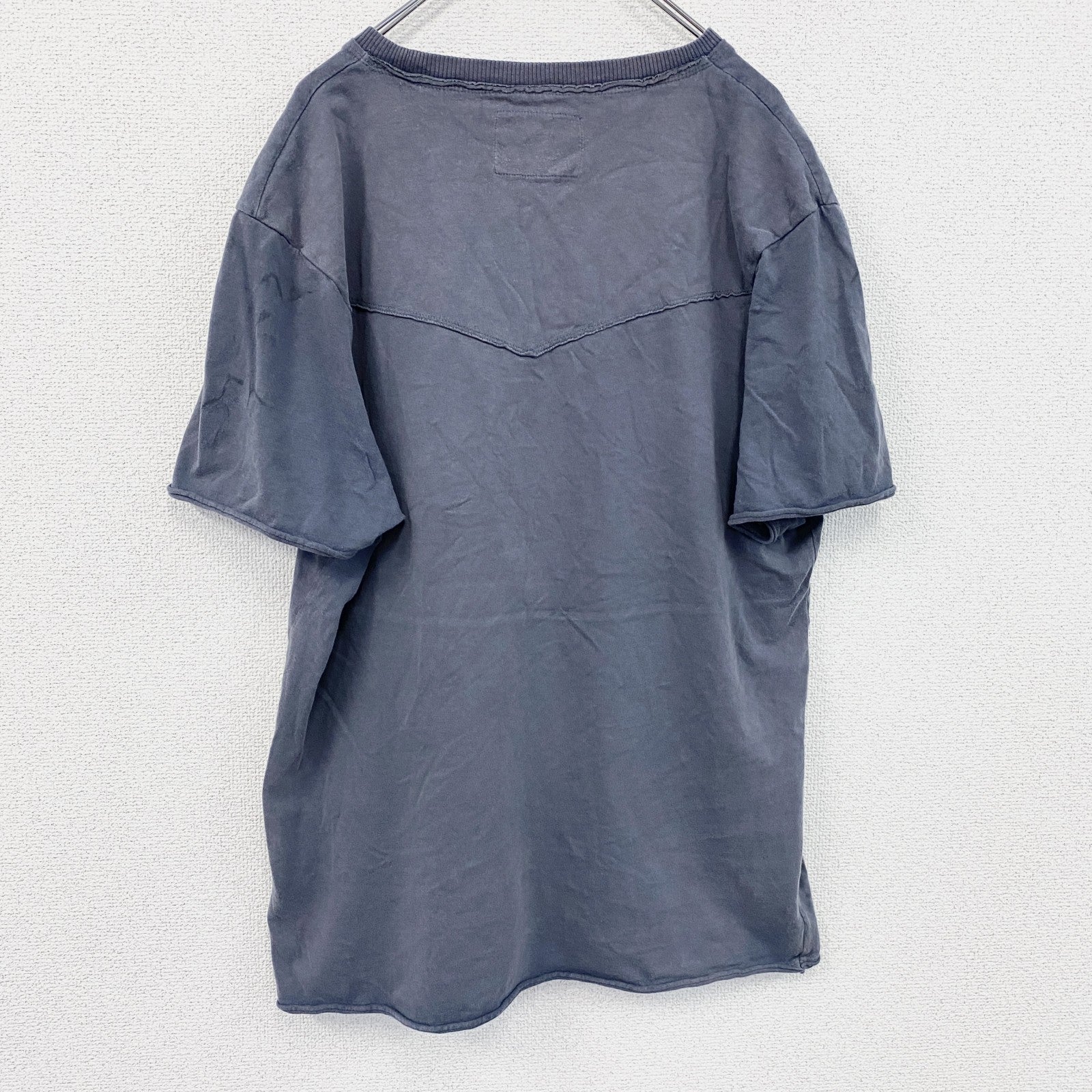 DENIM73　半袖プリントTシャツ　灰色　グレー　XLサイズ　古着