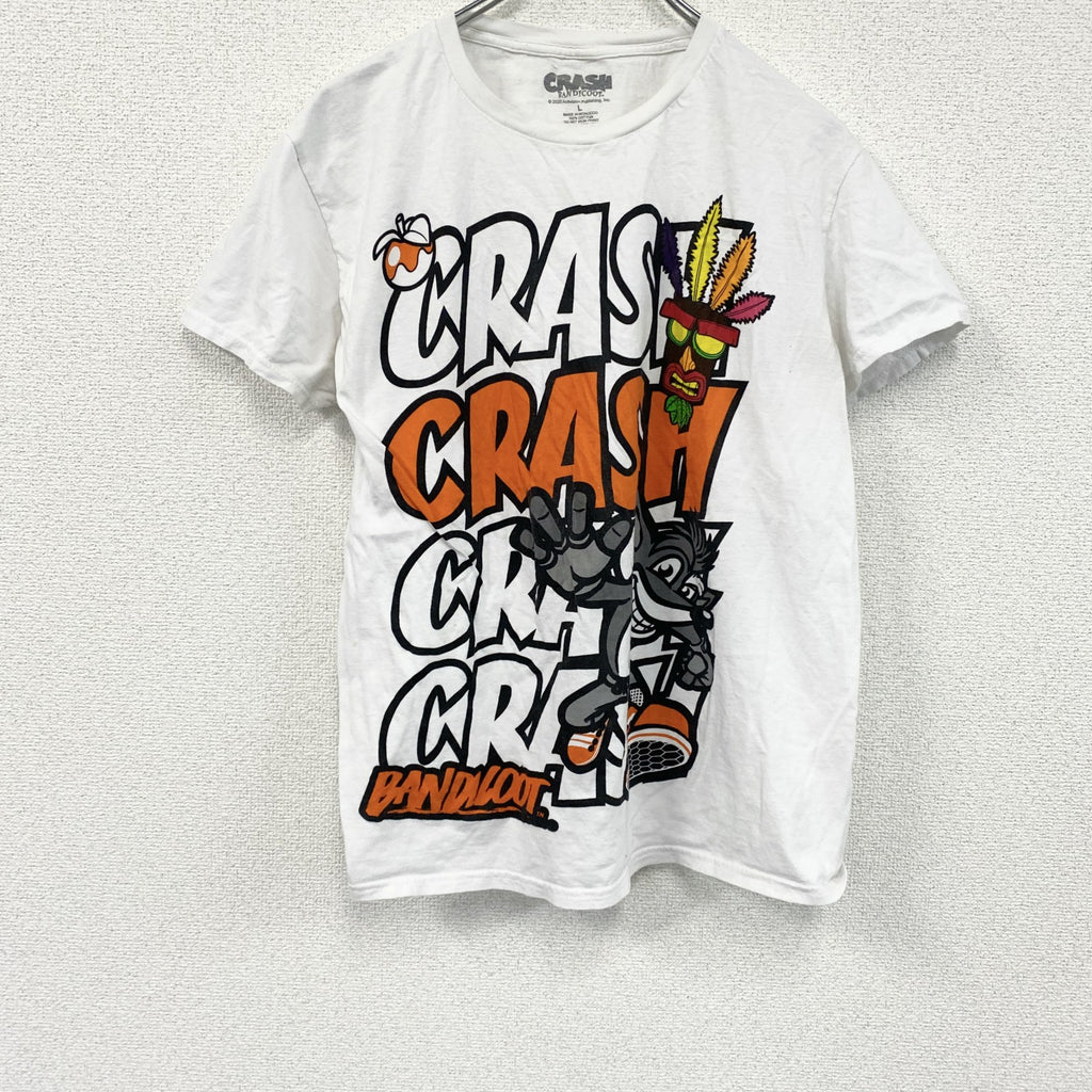 CRASH BANDICOOT　クラッシュバンディクー　半袖プリントTシャツ　キャラクターT 　白　ホワイト　Lサイズ　古着