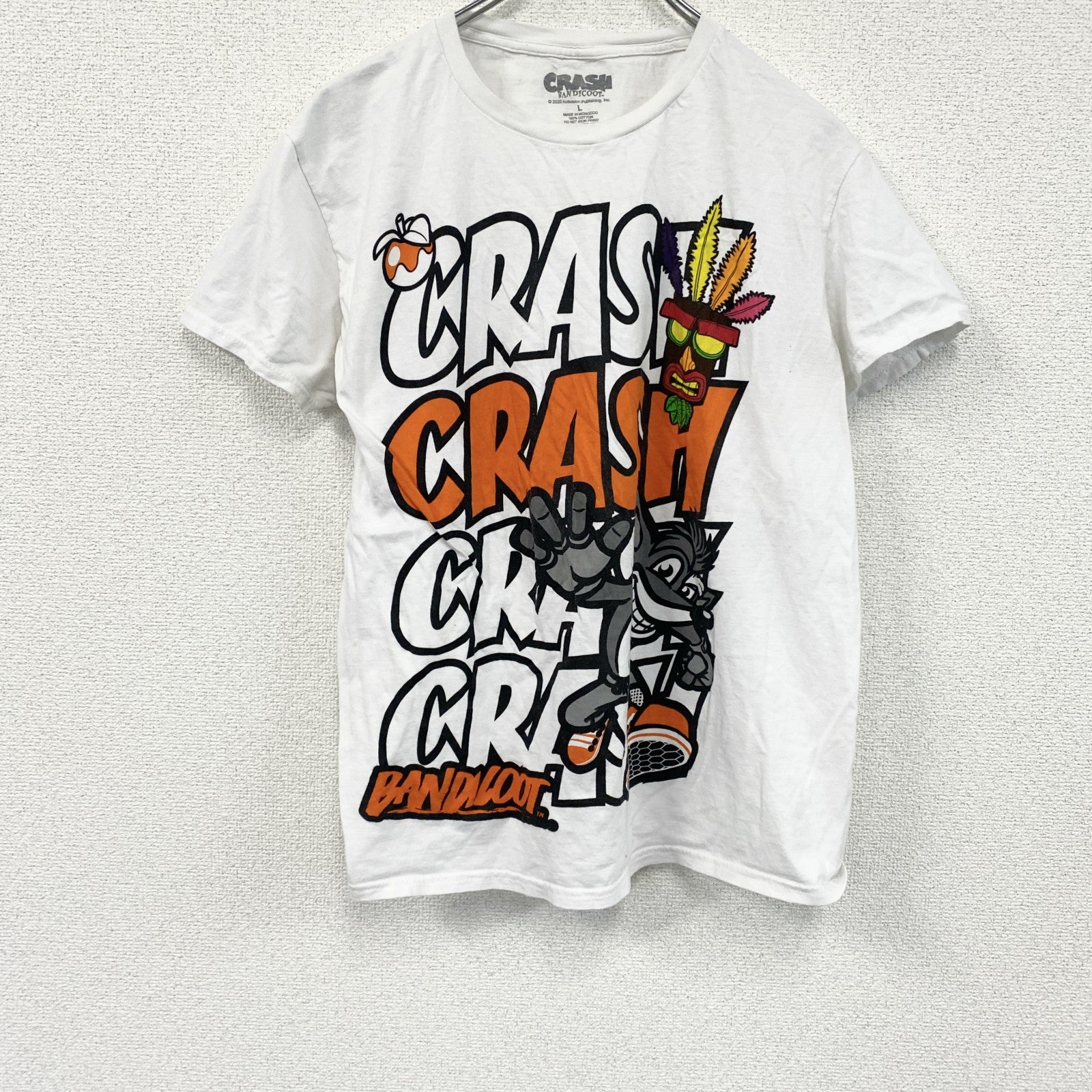 CRASH BANDICOOT　クラッシュバンディクー　半袖プリントTシャツ　キャラクターT 　白　ホワイト　Lサイズ　古着