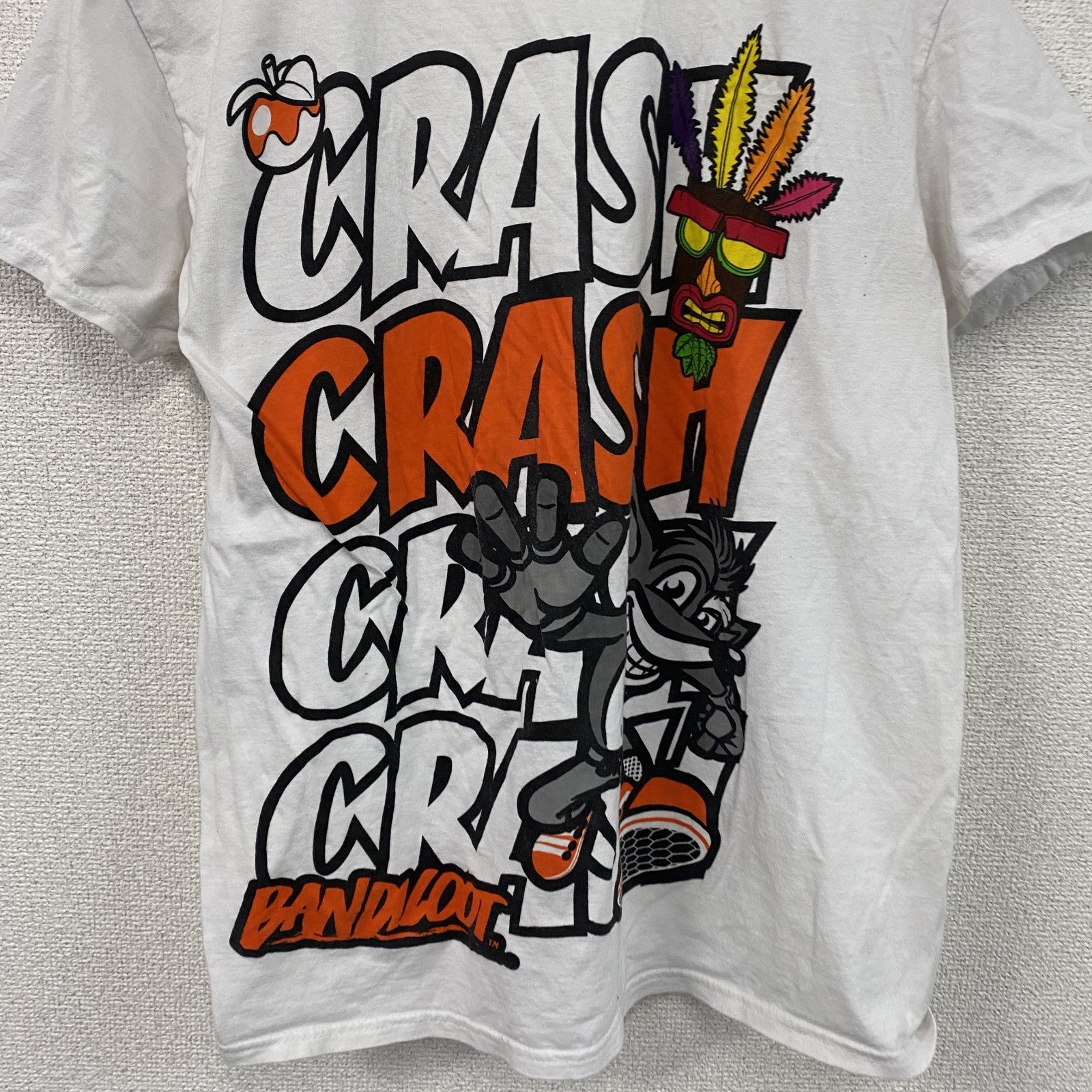 CRASH BANDICOOT　クラッシュバンディクー　半袖プリントTシャツ　キャラクターT 　白　ホワイト　Lサイズ　古着