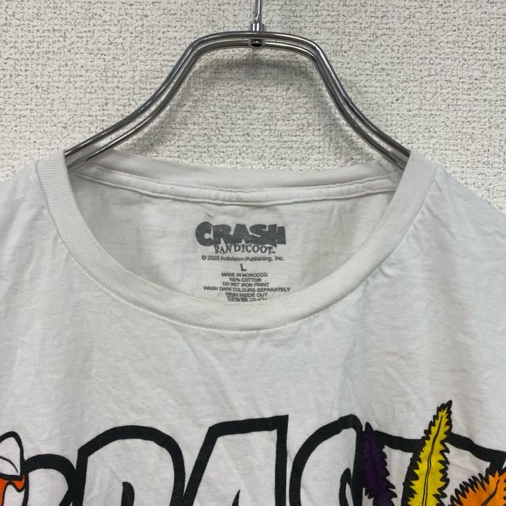CRASH BANDICOOT　クラッシュバンディクー　半袖プリントTシャツ　キャラクターT 　白　ホワイト　Lサイズ　古着