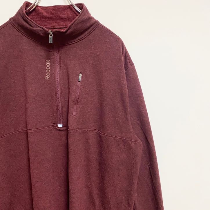Reebok　リーボック　長袖ハーフジップトラックジャケット　ジャージ　ワインレッド　ビッグシルエット　XLサイズ　古着