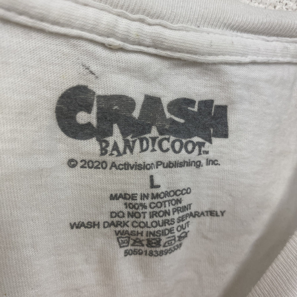 CRASH BANDICOOT　クラッシュバンディクー　半袖プリントTシャツ　キャラクターT 　白　ホワイト　Lサイズ　古着