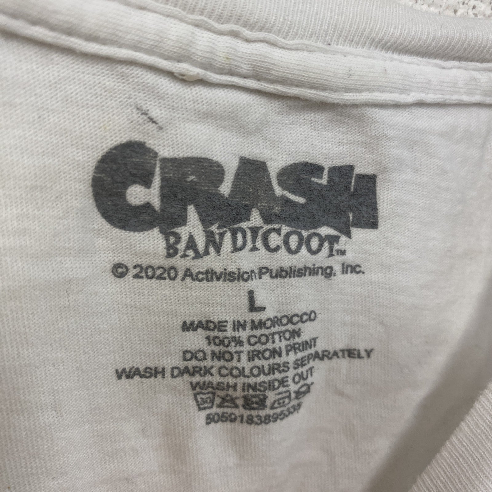 CRASH BANDICOOT　クラッシュバンディクー　半袖プリントTシャツ　キャラクターT 　白　ホワイト　Lサイズ　古着