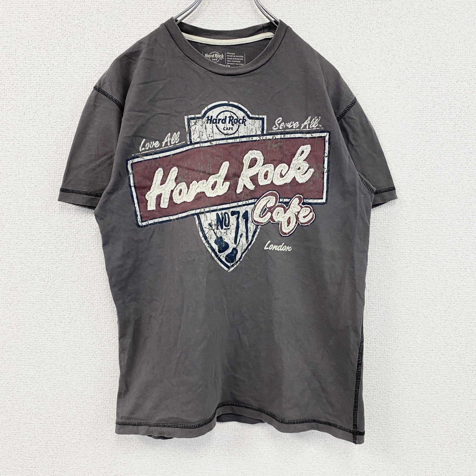 Hard Rock CAFE　ハードロックカフェ　半袖プリントTシャツ　茶色　ブラウン　Mサイズ　古着