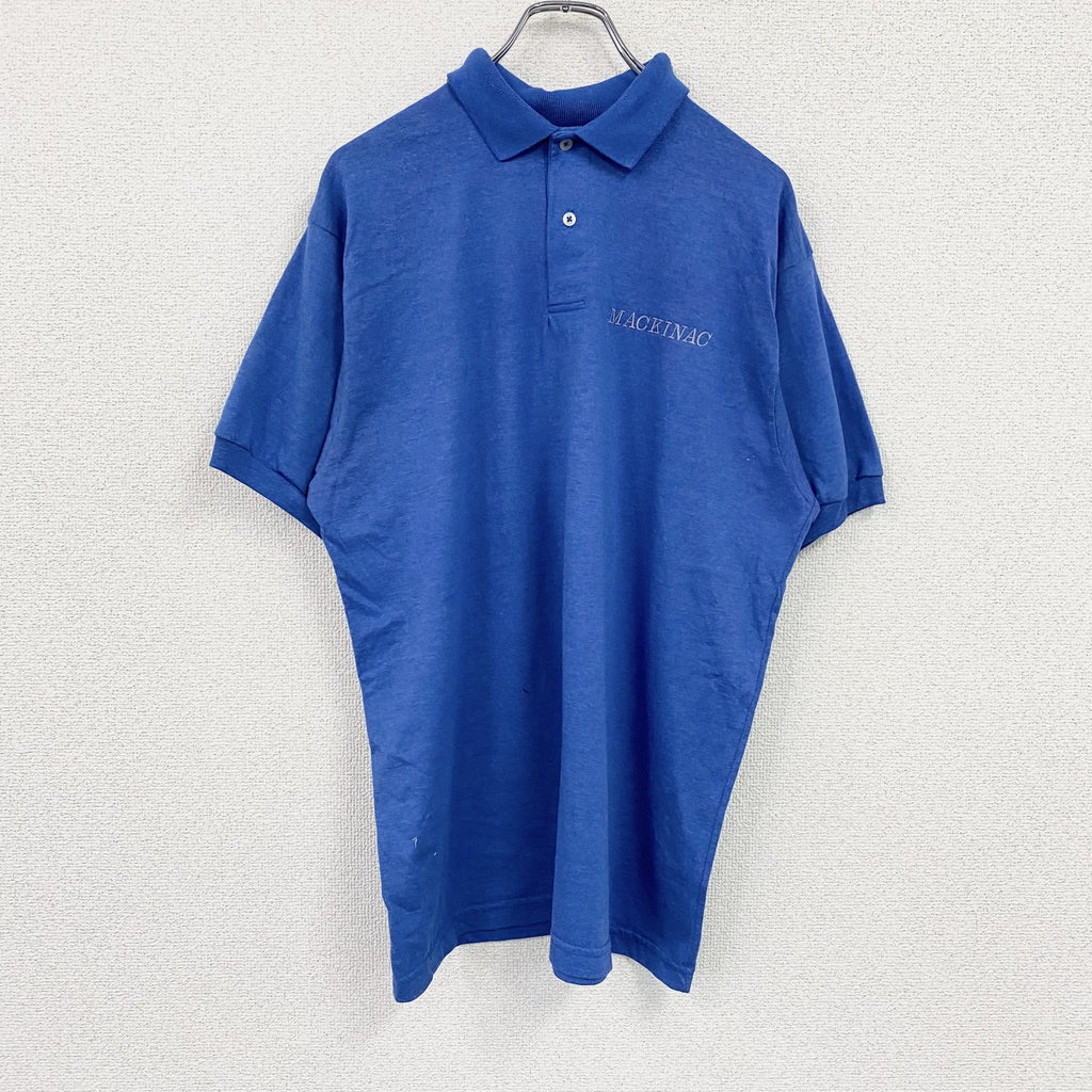 FRUIT OF THE LOOM　半袖ポロシャツ　青　ブルー　Lサイズ メンズ コットン ポリエステル 古着